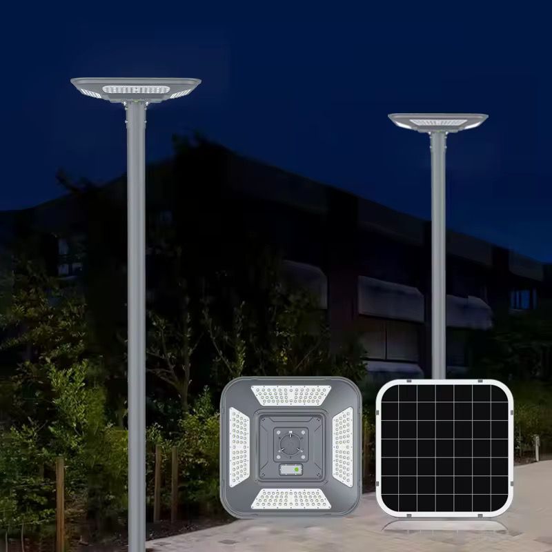 Stalp Metalic Modular Pentru Lampi Solare cu Flansa si Brat, 5M, Gri